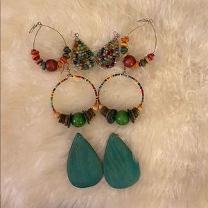 Boho Beaded & Wooden Earring Lot